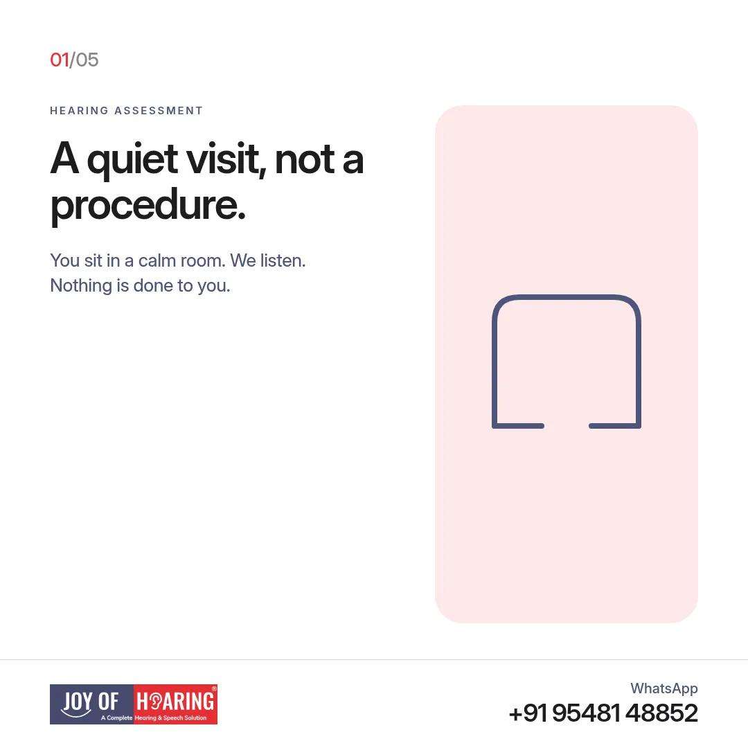 a simple room outline beside “A quiet visit, not a procedure.”