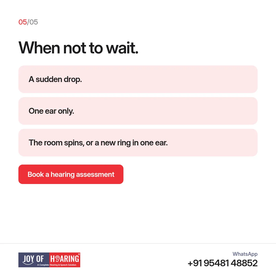 Three reasons not to wait, and a button to book a hearing assessment.